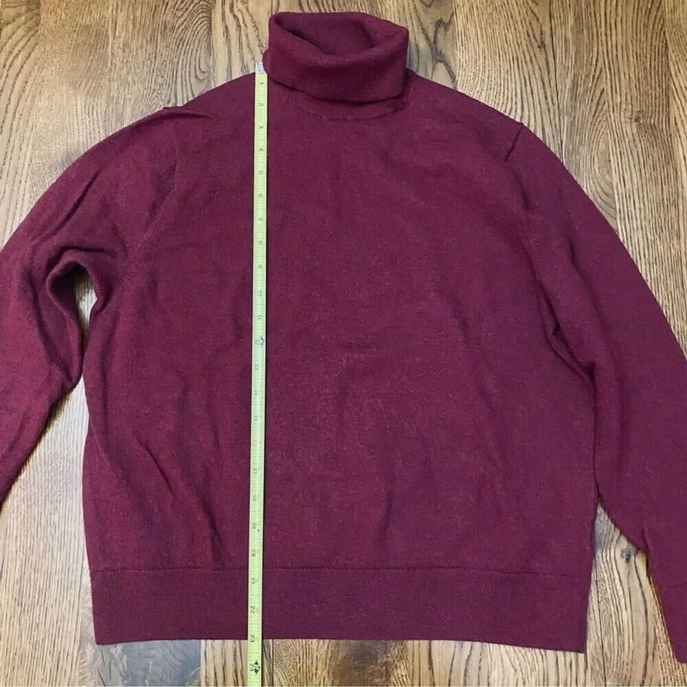 BANANA REPUBLIC Baruffa Mens S/M Red Moda Merino Wool Soft Turtleneck Sweater*